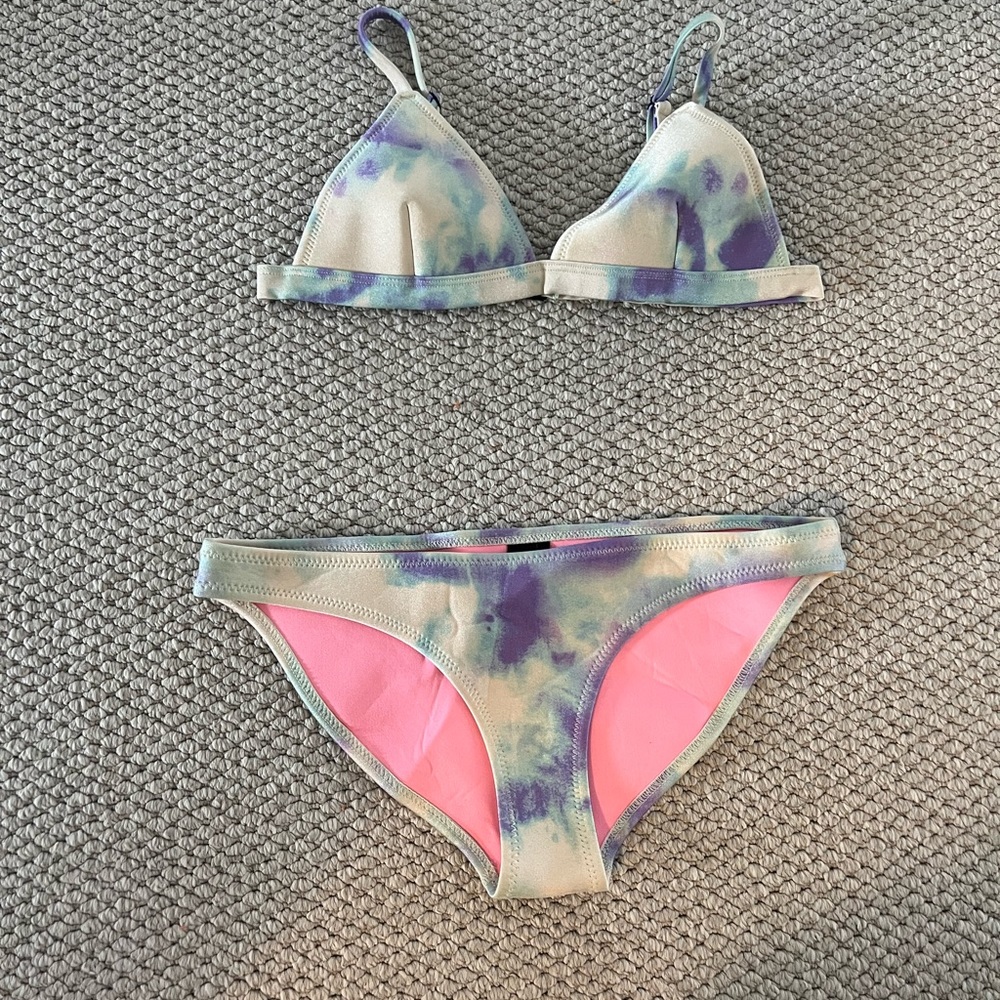 triangl swimwear Tie-Dye Pastel Bikini Set in Purple, blue